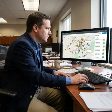 Transportation coordinator viewing live school bus locations