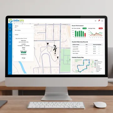 Transportation data report displayed beside route map