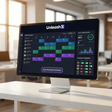 AI staff schedule generator interface showing automated shift planning and team availability