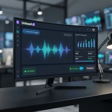 AI voice bot handling outbound sales calls autonomously on a digital dashboard