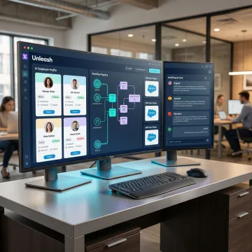 AI workforce platform interface showing autonomous employee deployment, CRM integrations, and real-time workflow monitoring for enterprise teams