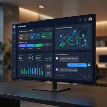 AI-powered order management automation dashboard with real-time order tracking and delivery updates