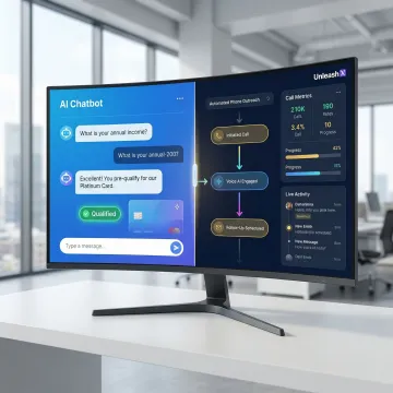 AI agent qualifying a credit card applicant via chat and phone call simultaneously