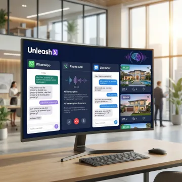 AI agent handling multiple property inquiries across chat, phone, and WhatsApp simultaneously