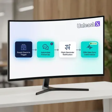 AI-powered travel booking follow-up workflow on a digital dashboard