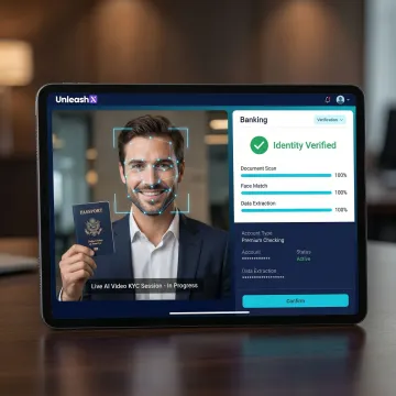 AI agent conducting a video KYC session for bank account opening on a digital platform