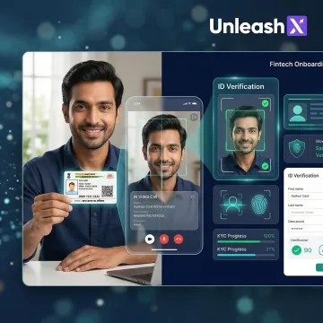 AI agent conducting video E-KYC verification for a fintech customer onboarding session