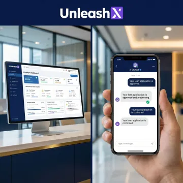 AI chatbot resolving a banking customer query on a digital interface