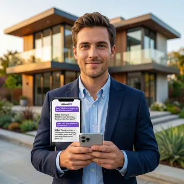 AI chatbot handling real estate project inquiries on a mobile phone