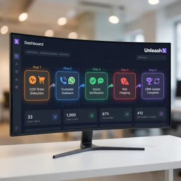 Step-by-step COD order confirmation workflow on an AI platform dashboard
