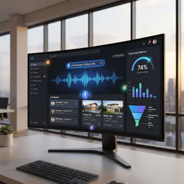AI voice agent handling real estate lead follow-up calls on a digital dashboard