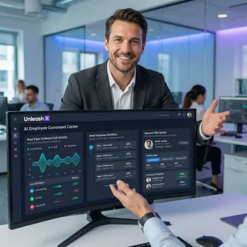 AI sales employee managing outbound B2B SaaS outreach across calls, email, and chat channels