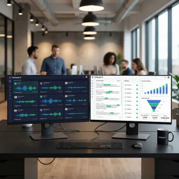 AI voice employee managing multiple outbound calls simultaneously on a digital dashboard