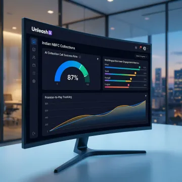 AI voice agent dashboard showing NBFC debt recovery metrics and call outcomes