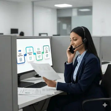 Step-by-step AI lease renewal workflow automation process on a digital interface