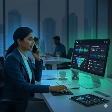 AI voice bot dashboard showing outbound call automation with real-time analytics
