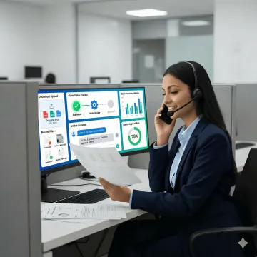AI agent automating insurance claims processing with document collection and status updates