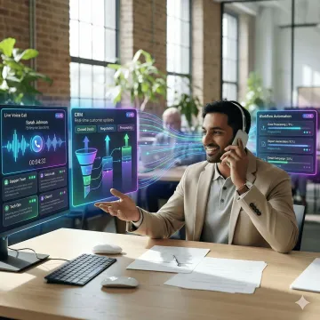 AI employee autonomously managing sales, support, and operations workflows on a digital platform