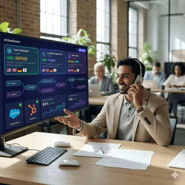 AI workflow automation platform showing autonomous agents managing sales and operations workflows