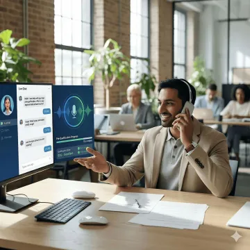 AI agent interface qualifying a personal loan applicant via chat and voice