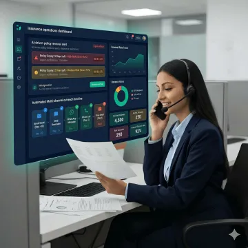 AI agent dashboard showing policy lapse prevention alerts and automated outreach for insurance companies