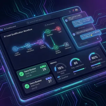 AI-powered pre-sales automation dashboard showing lead qualification and demo booking activity