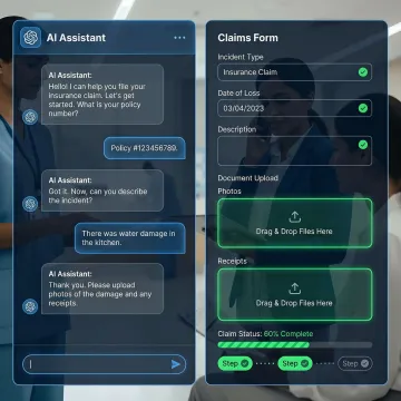 AI agent automating remote insurance claims processing on a digital platform