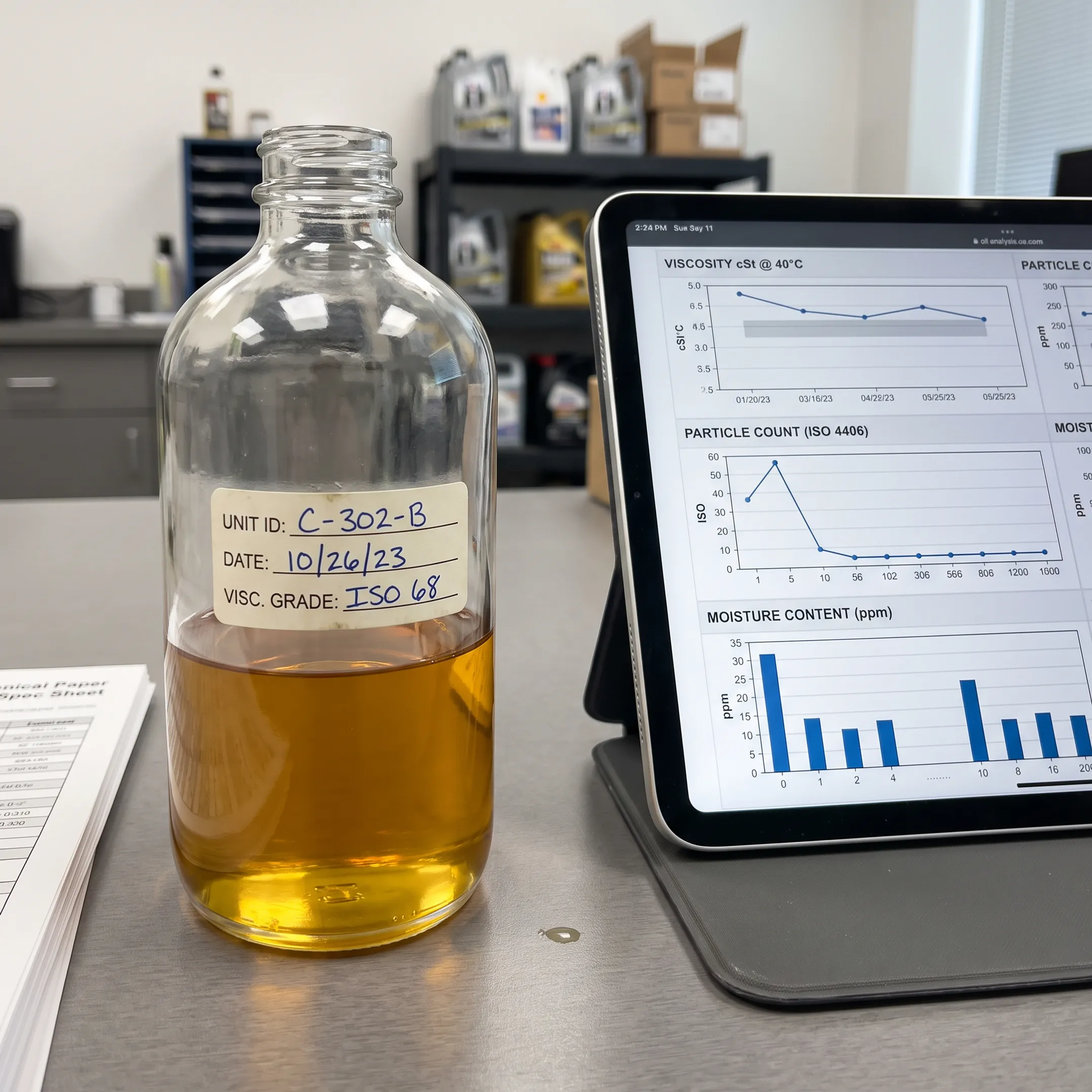 Compressor oil sample and analysis report