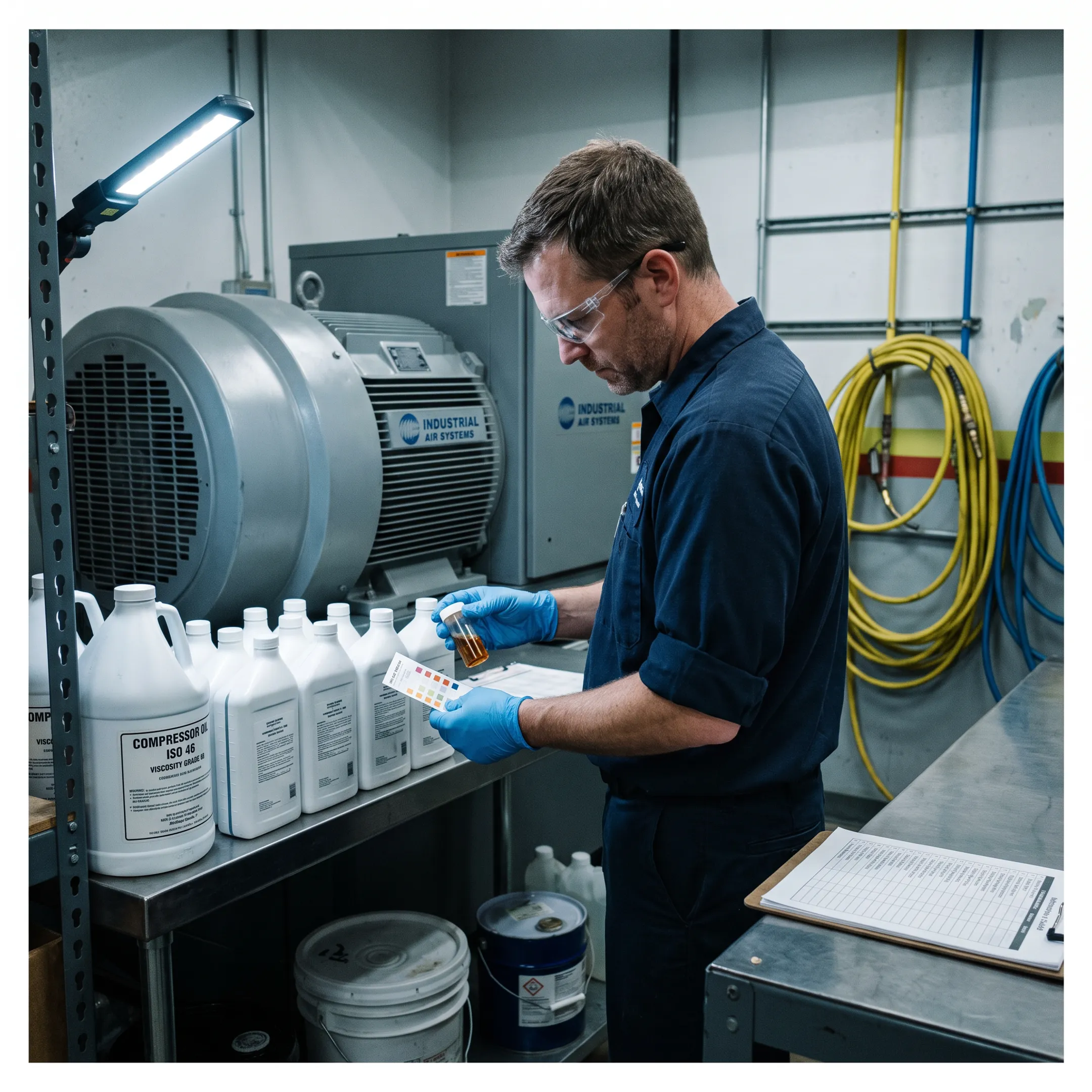 Industrial compressor lubrication products and oil containers