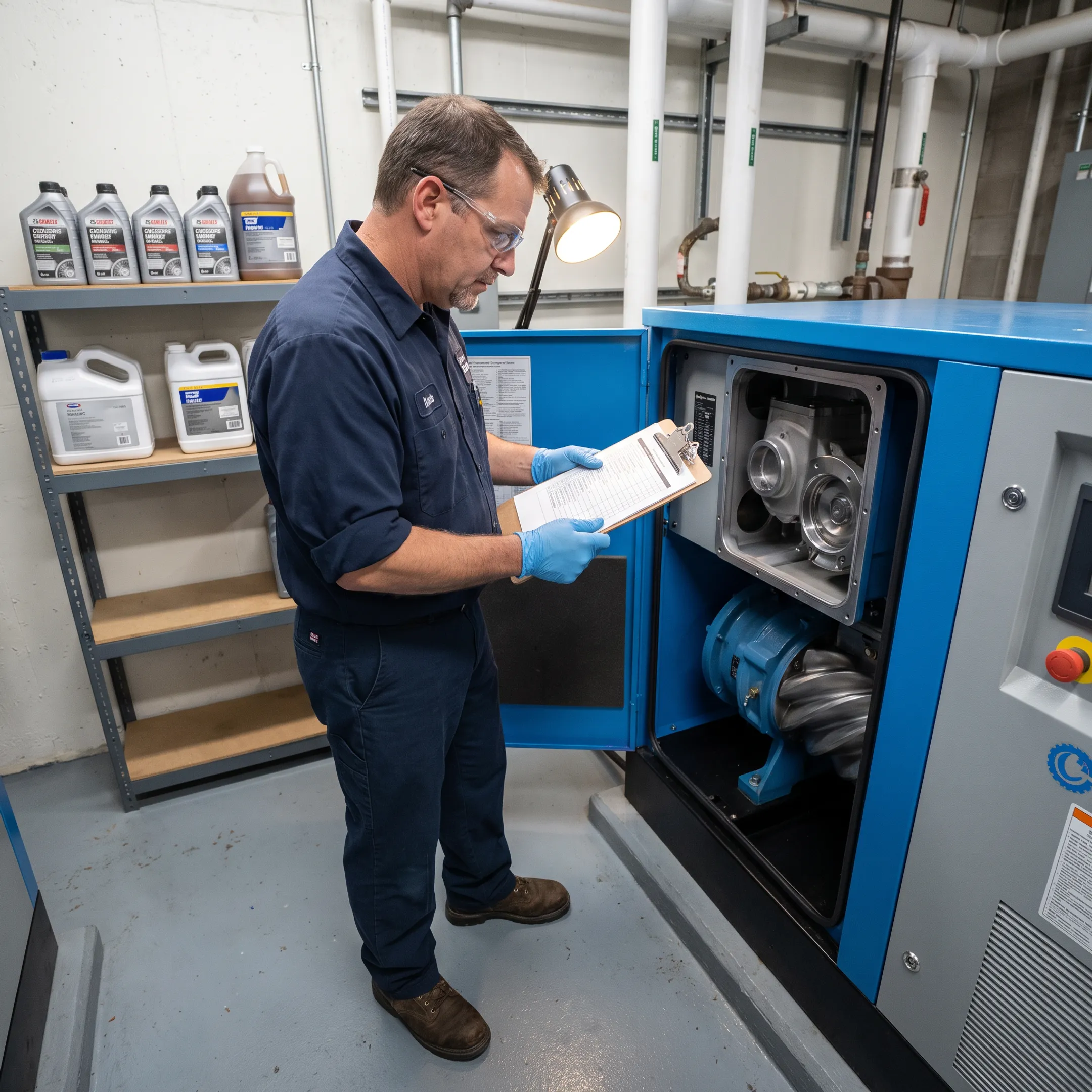 Rotary screw compressor operator