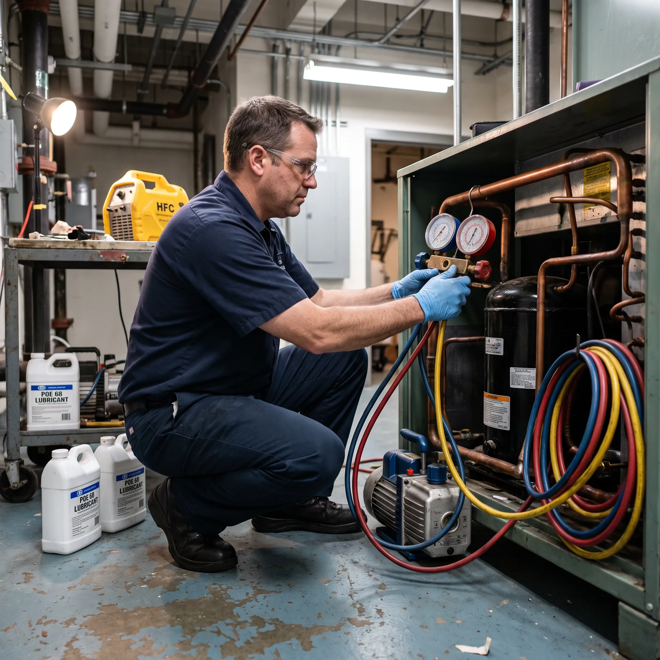 Commercial refrigeration compressor lubrication