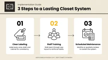 Three-step workspace storage implementation process labeling training and maintenance