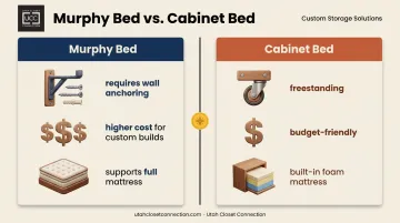 Murphy bed versus cabinet bed cost installation and mattress comparison chart