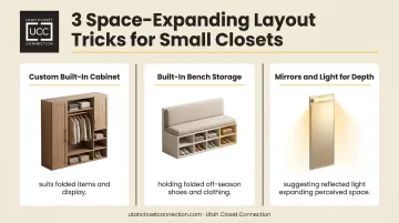 Three layout tricks for expanding small closet functionality visually