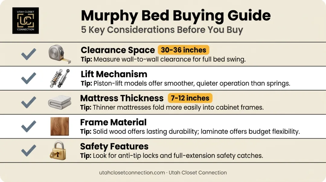 5 key factors to consider when buying a Murphy bed checklist