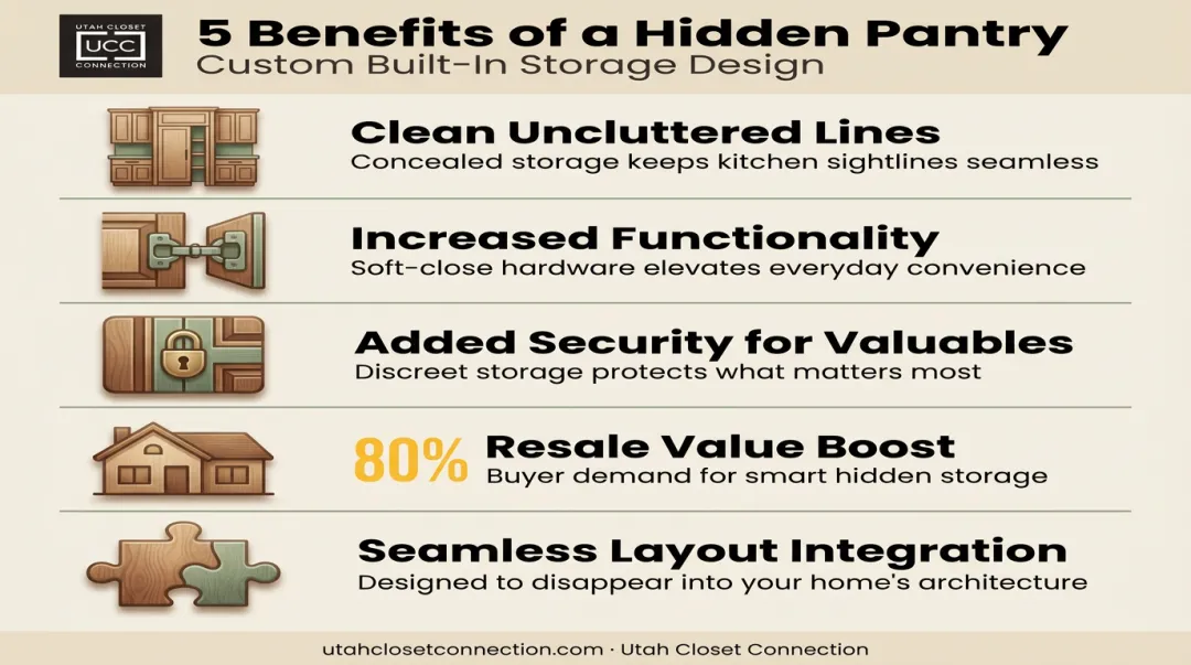 Five key benefits of hidden pantry kitchen storage design