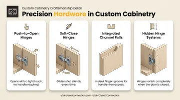 Concealed cabinet hardware mechanisms comparison push-to-open soft-close and hidden hinges