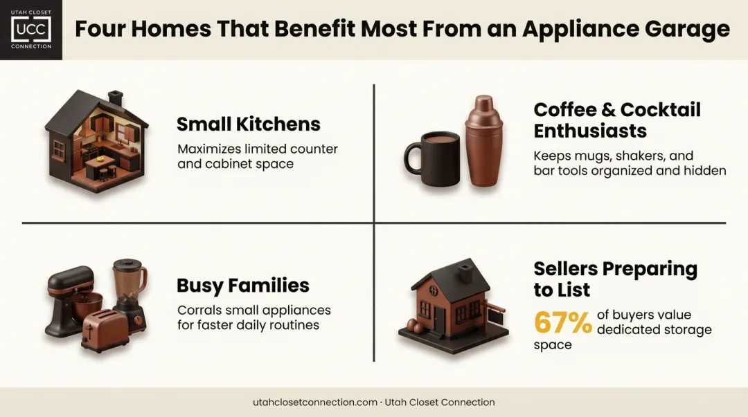 Four household types that benefit most from kitchen appliance garage storage