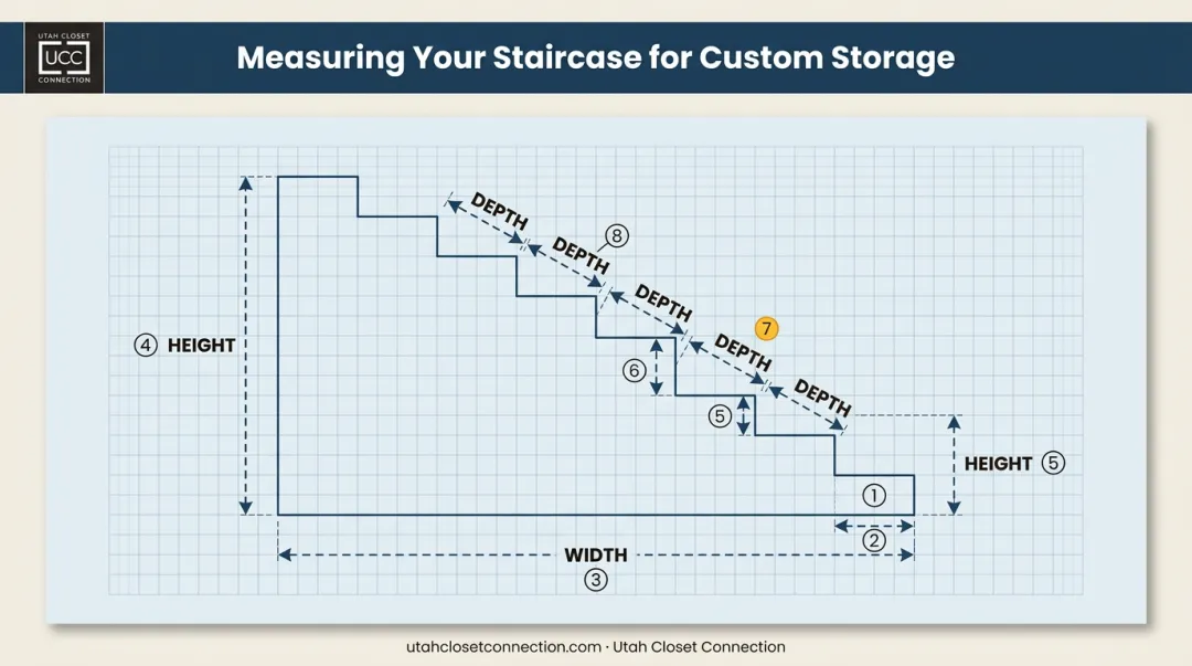 How to measure under-stairs space height width and depth