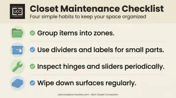 Four garage cabinet organization and maintenance habits checklist