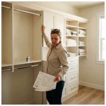 Designer planning a custom closet layout