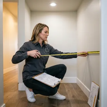 Designer measuring a walk-in closet