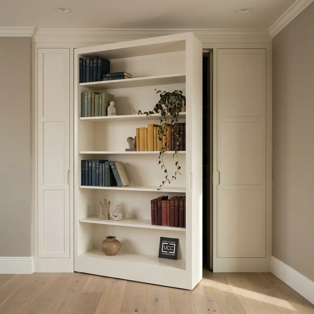 Custom hidden bookcase door in a home