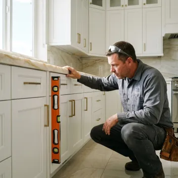 Luxury custom kitchen cabinets in a finished home