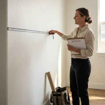 Designer measuring wall for Murphy bed installation