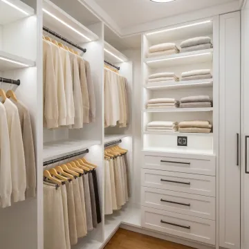 Custom wardrobe closet with built-in storage