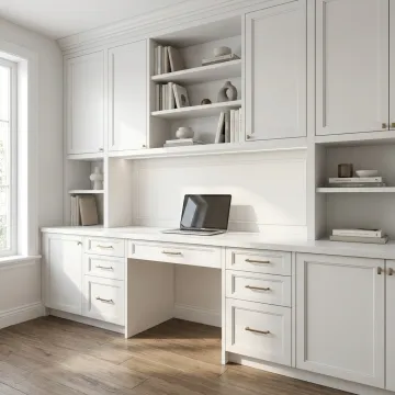 Custom built-in home office desk and cabinets
