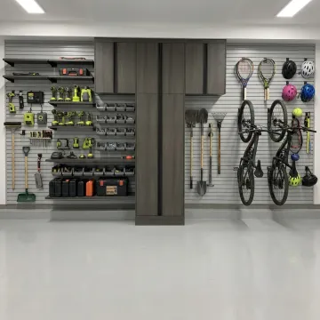 Organized garage slat wall storage system