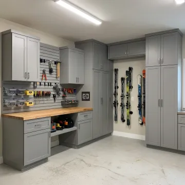Custom garage wall storage cabinets