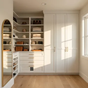 Custom cabinets in an organized modern home